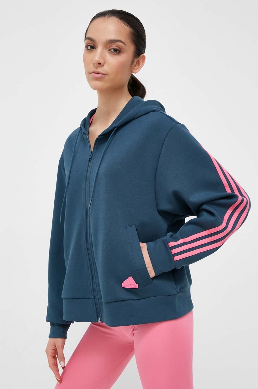 adidas bluza femei, cu glugă, cu imprimeu