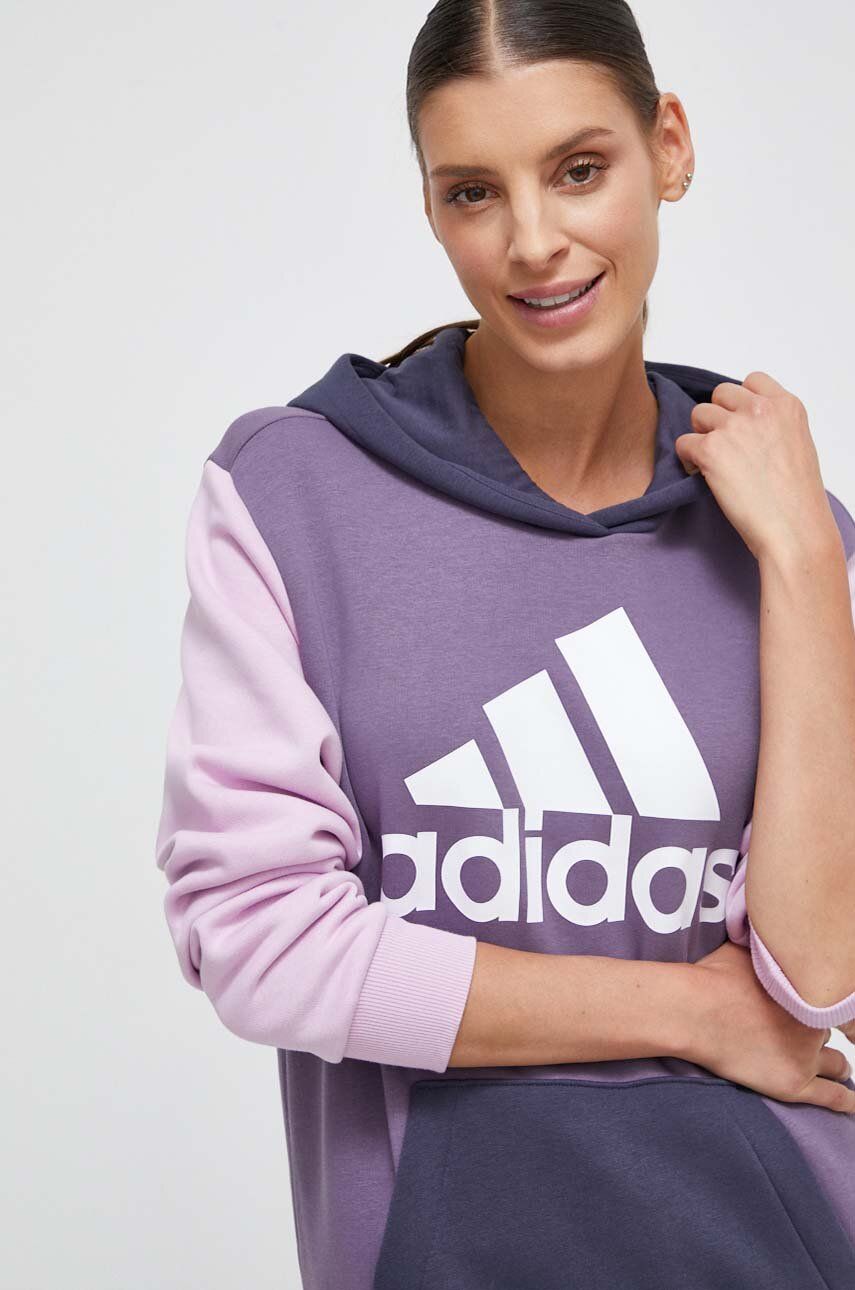 Adidas Bluza Femei, Culoarea Violet, Cu Gluga, Modelator