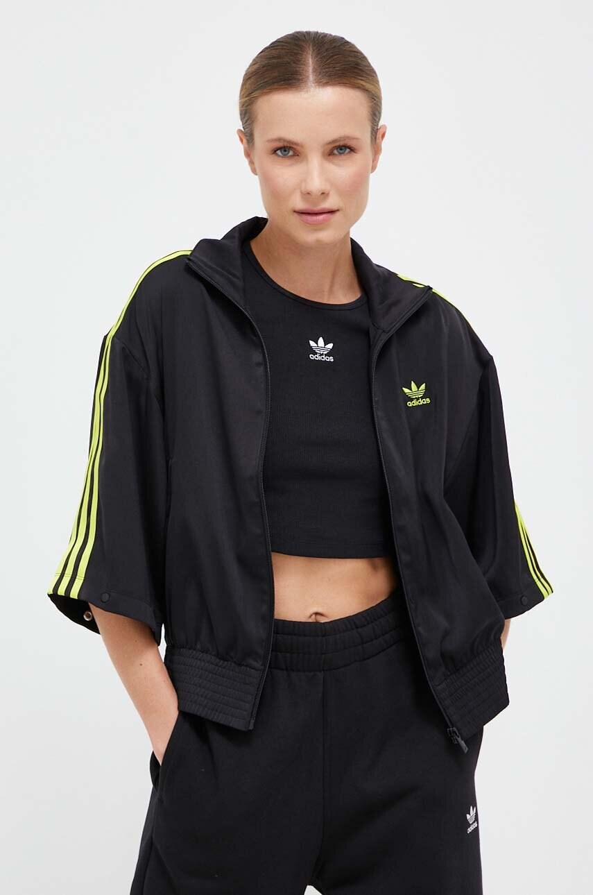 adidas Originals bluza femei, culoarea negru, cu imprimeu