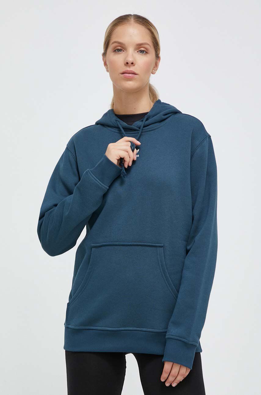 Adidas Originals Bluza Femei, Culoarea Turcoaz, Cu Gluga, Cu Imprimeu