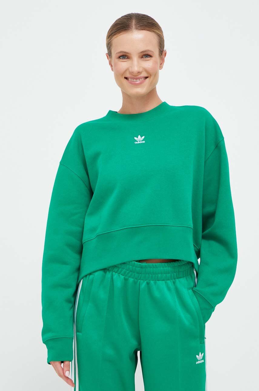 Mikina adidas Originals dámská, zelená barva, s aplikací - zelená -  Hlavní materiál: 70 % Bavl