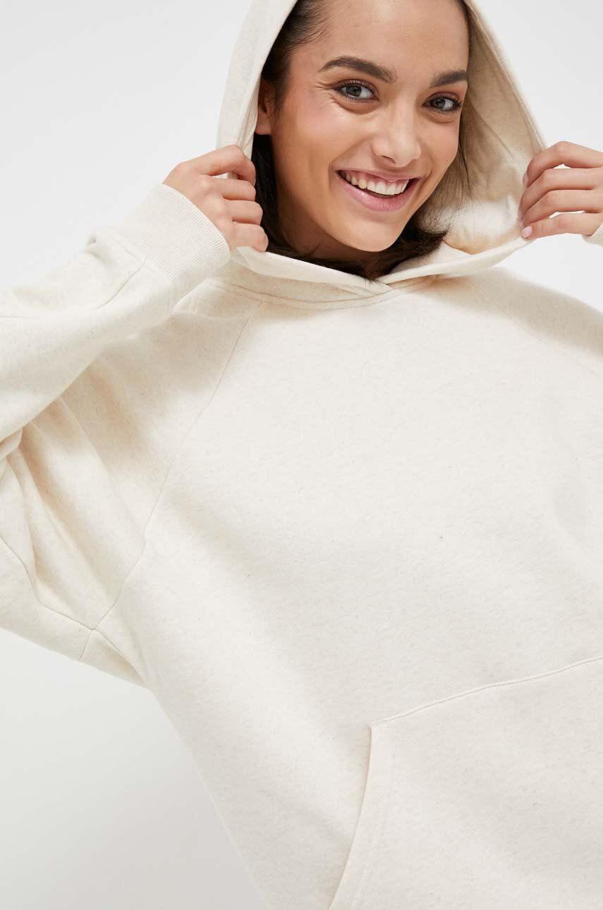 E-shop Mikina adidas dámská, béžová barva, s kapucí, hladká