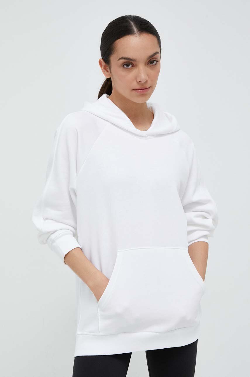 Mikina adidas dámská, bílá barva, s kapucí, hladká - bílá -  Hlavní materiál: 80 % Bavlna