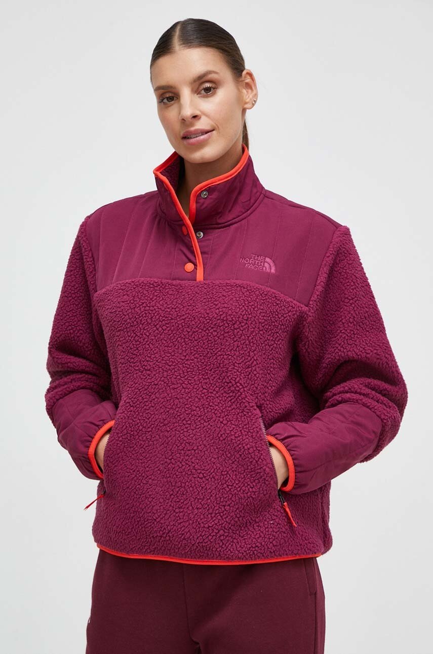 Sportovní mikina The North Face fialová barva - fialová - 100 % Recyklovaný polyester