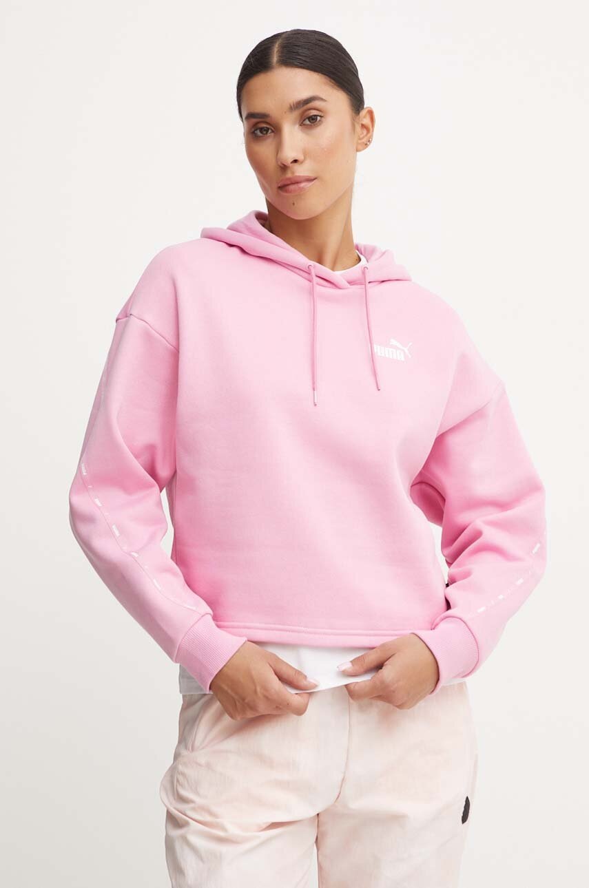 

Суичър Puma в розово с качулка с принт, Розов