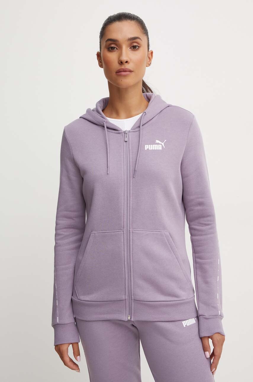 

Суичър Puma в лилаво с качулка с принт, Виолетов