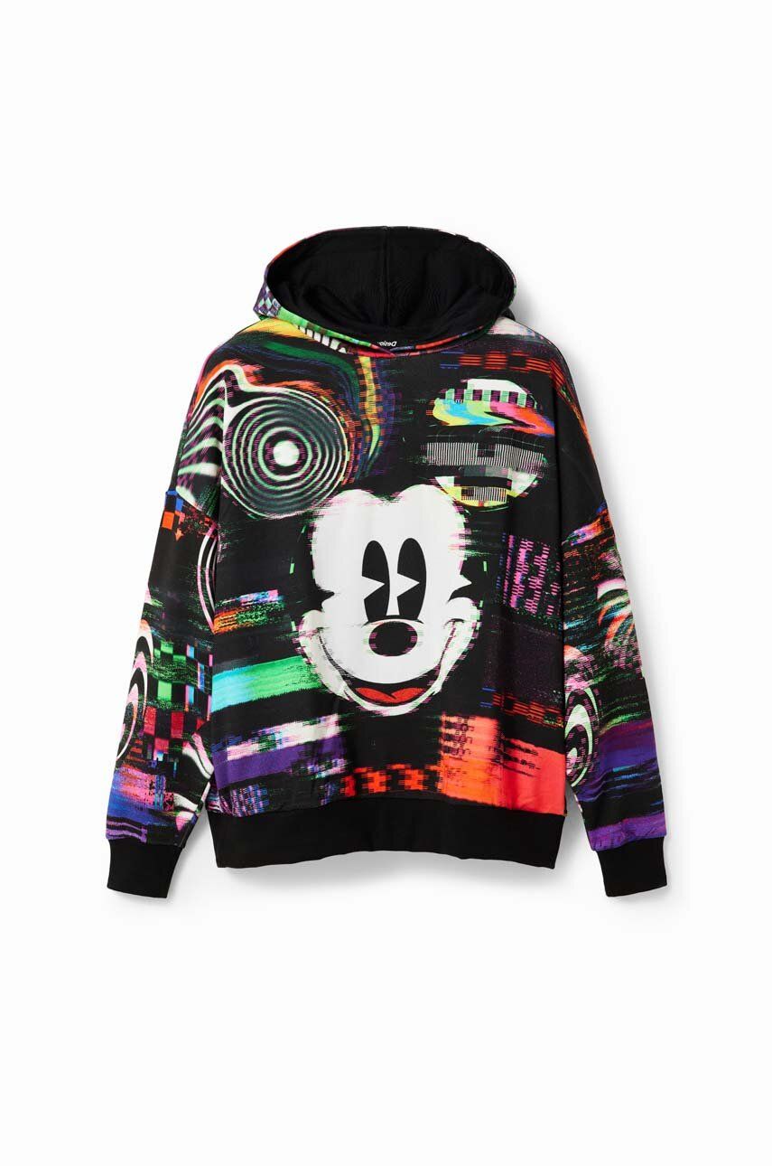 Pamučna dukserica Desigual x Disney za žene, boja: crna, s uzorkom