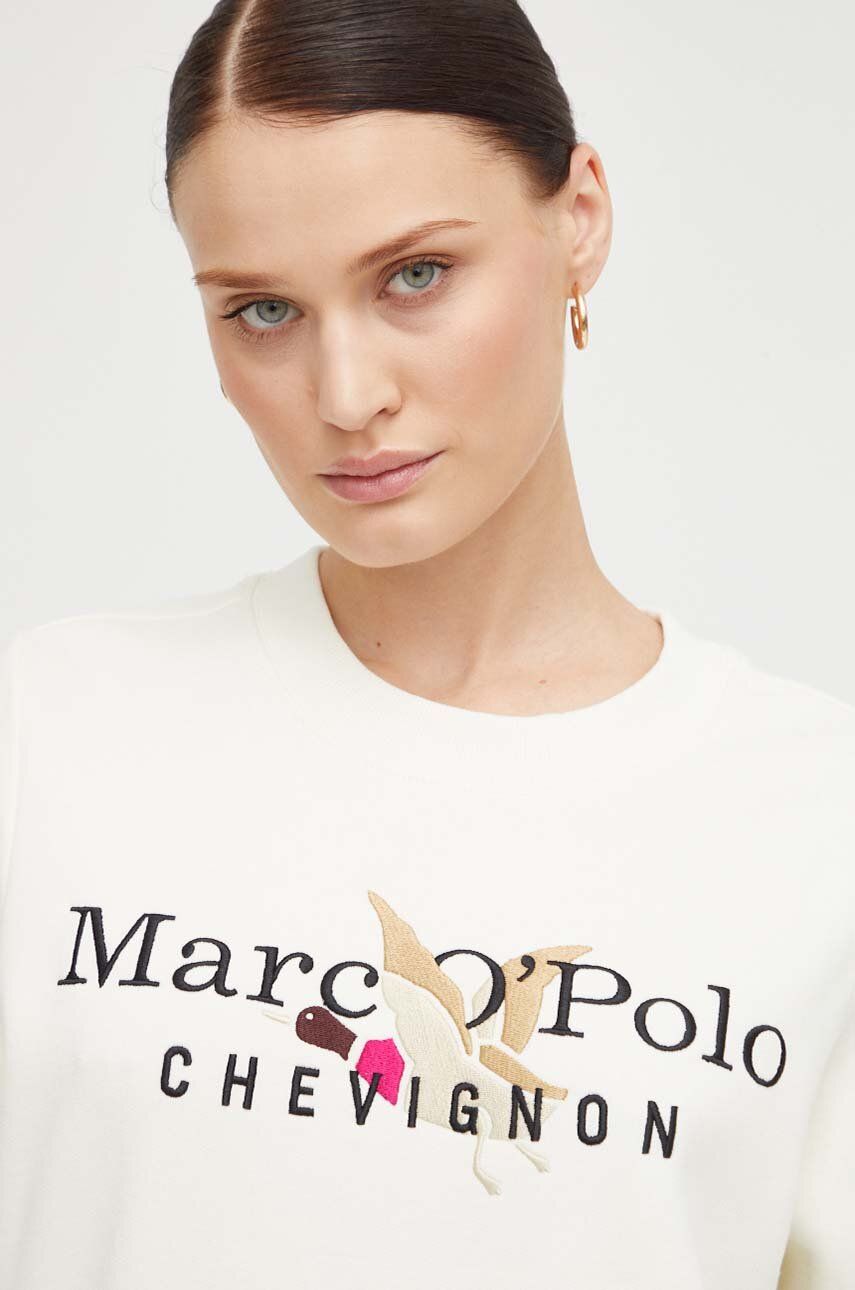 Bavlnená mikina Marc O'Polo x Chevignon dámska, béžová farba, s nášivkou