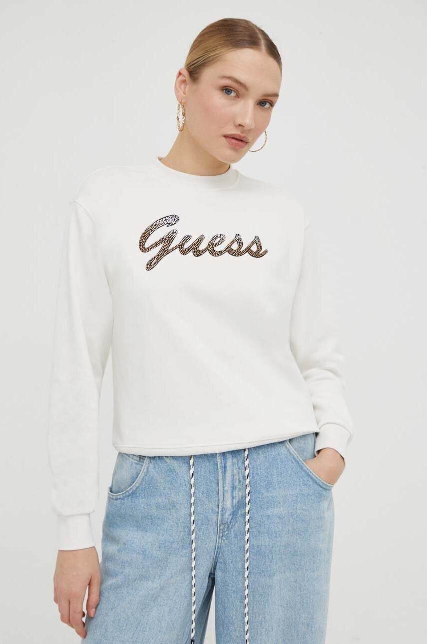

Кофта Guess жіноча колір бежевий з аплікацією