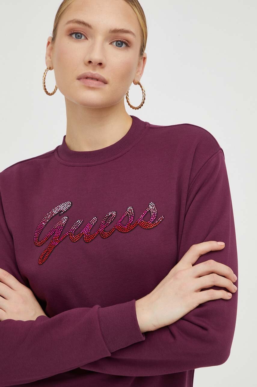 

Кофта Guess женская цвет фиолетовый с аппликацией