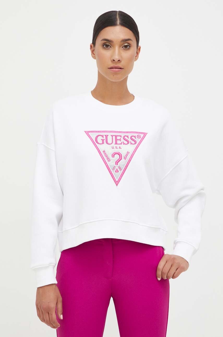 

Кофта Guess женская цвет белый с аппликацией