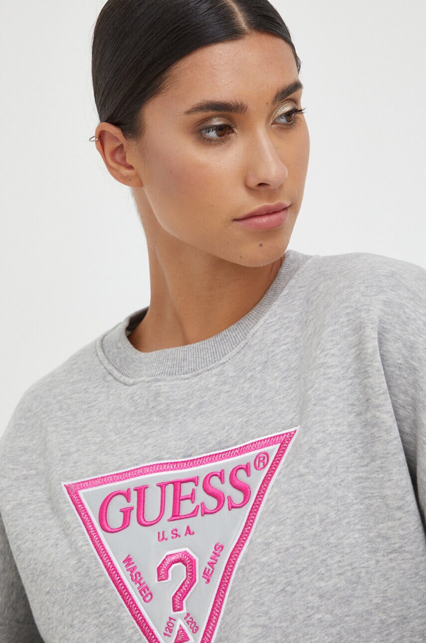 

Кофта Guess женская цвет серый с аппликацией