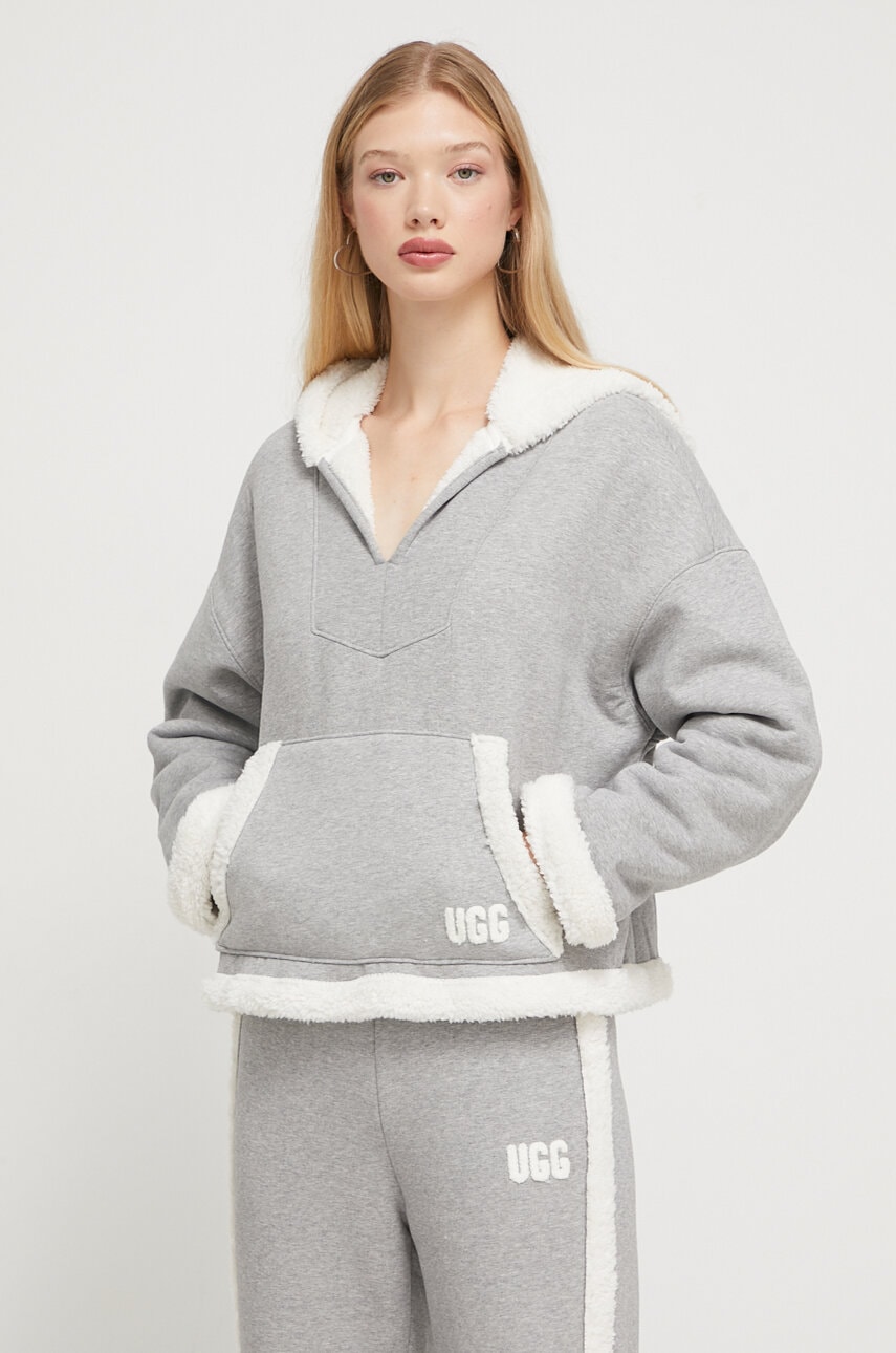 Ugg Bluza Femei, Culoarea Gri, Cu Gluga, Melanj