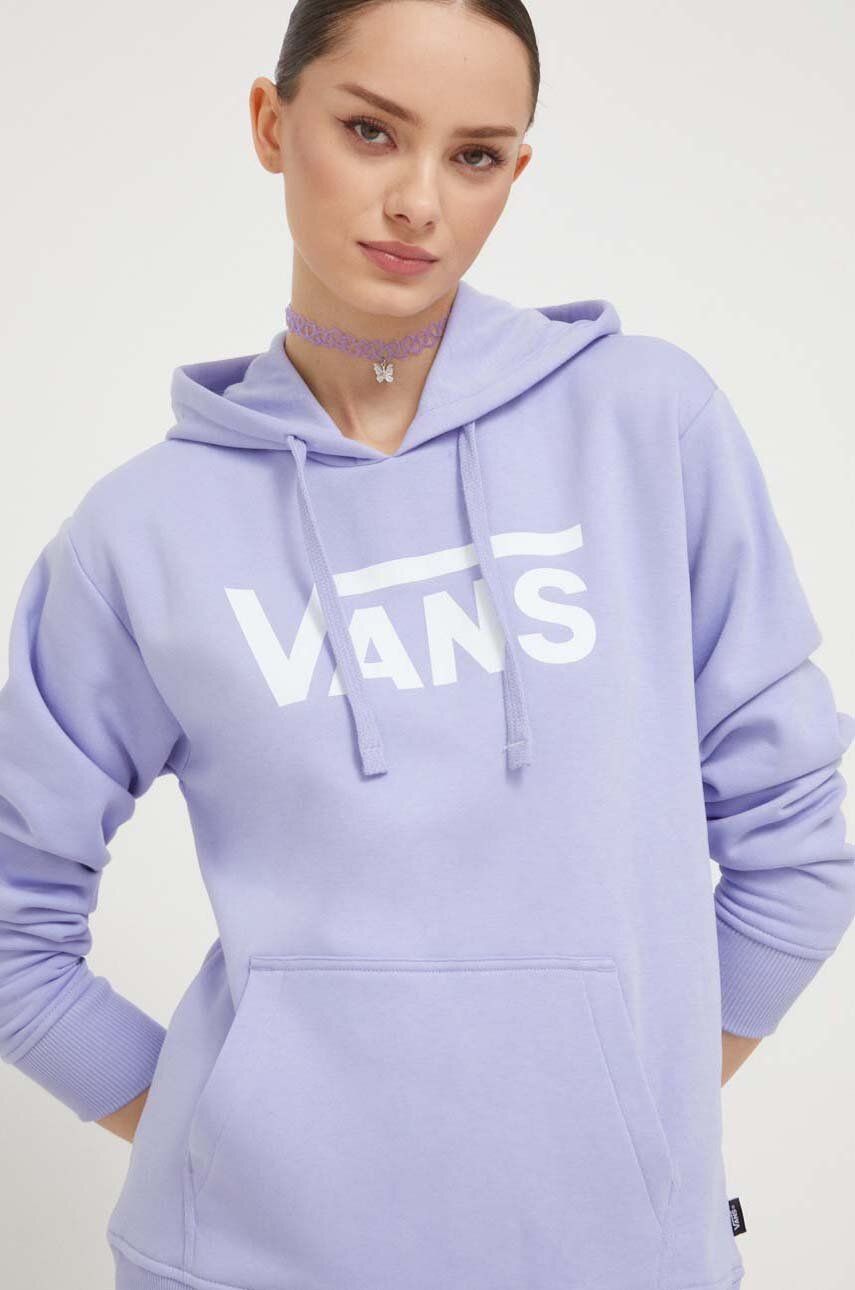 Vans bluza femei, culoarea violet, cu glugă, cu imprimeu