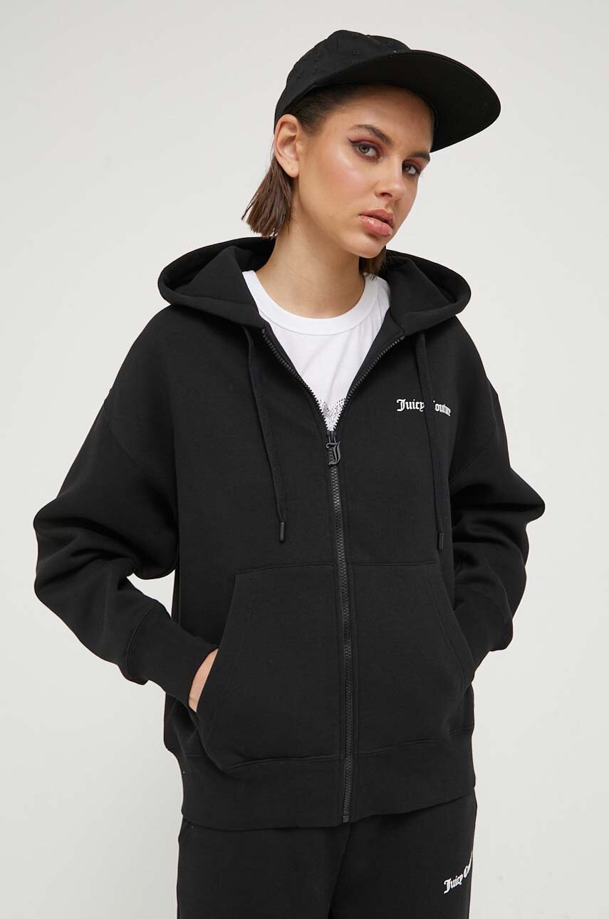 

Кофта Juicy Couture женская цвет чёрный с капюшоном с принтом