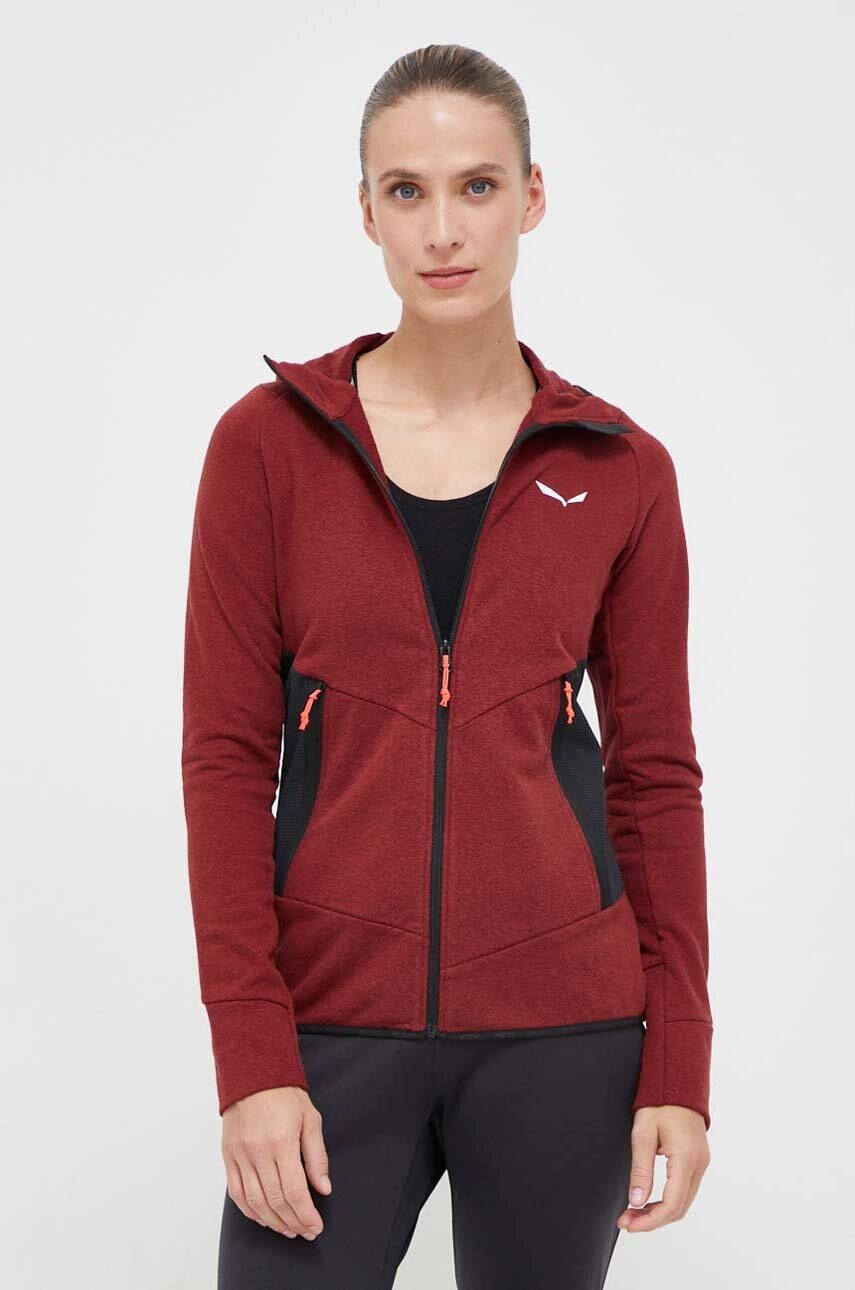 Salewa hanorac Lavaredo Hemp Hooded culoarea bordo, cu glugă, neted