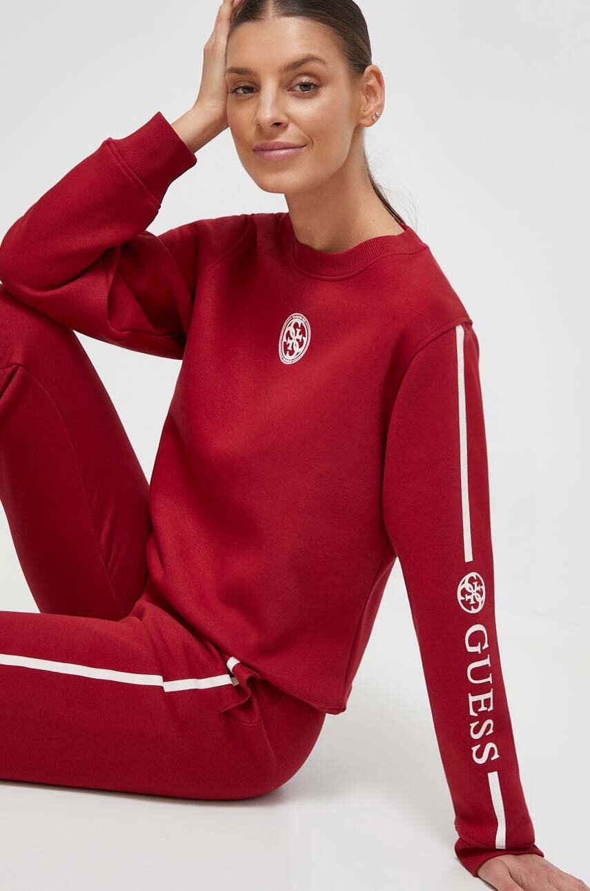 

Кофта Guess жіноча колір бордовий з принтом