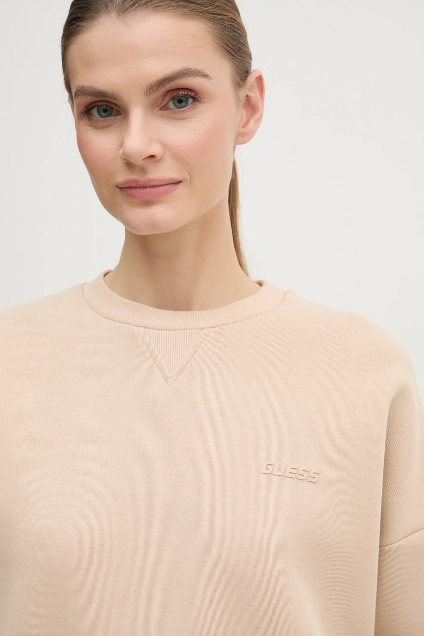 Кофта Guess жіноча колір бежевий з аплікацією 