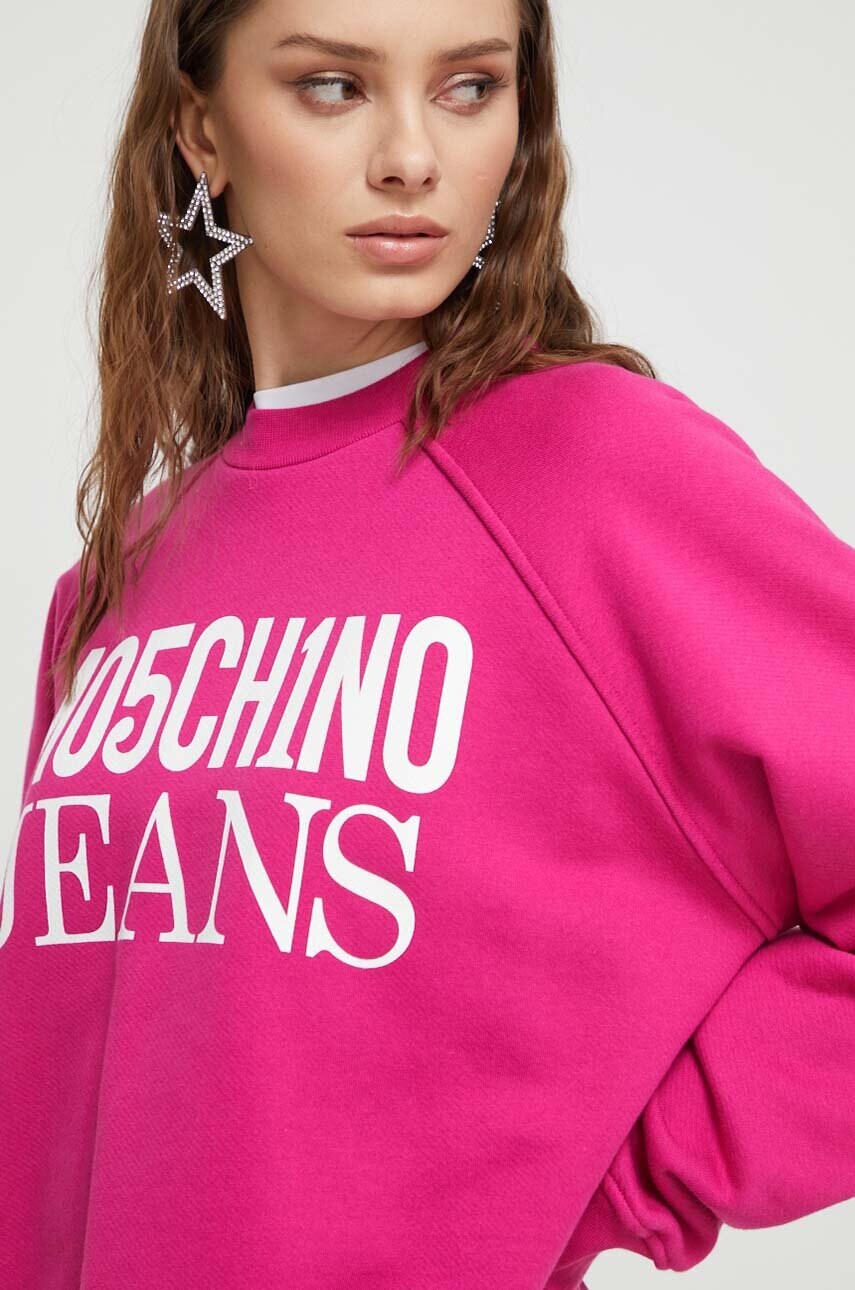 

Хлопковая кофта Moschino Jeans женская цвет розовый с принтом