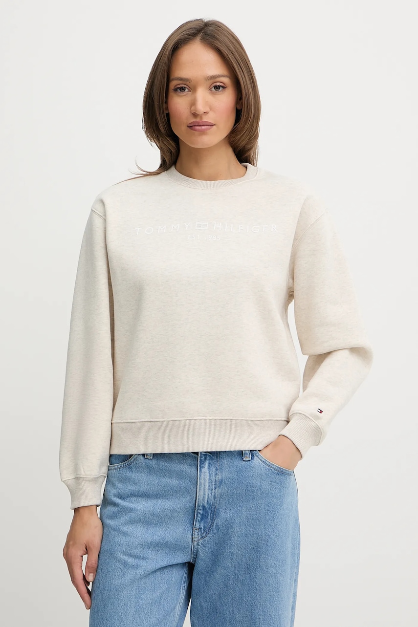 Mikina Tommy Hilfiger dámská, modrá barva, s potiskem, WW0WW39791