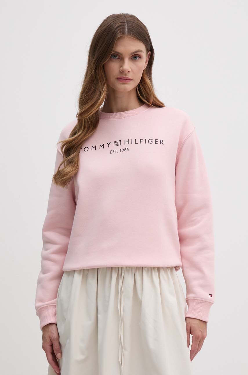 

Суичър Tommy Hilfiger в розово с принт WW0WW39791, Розов