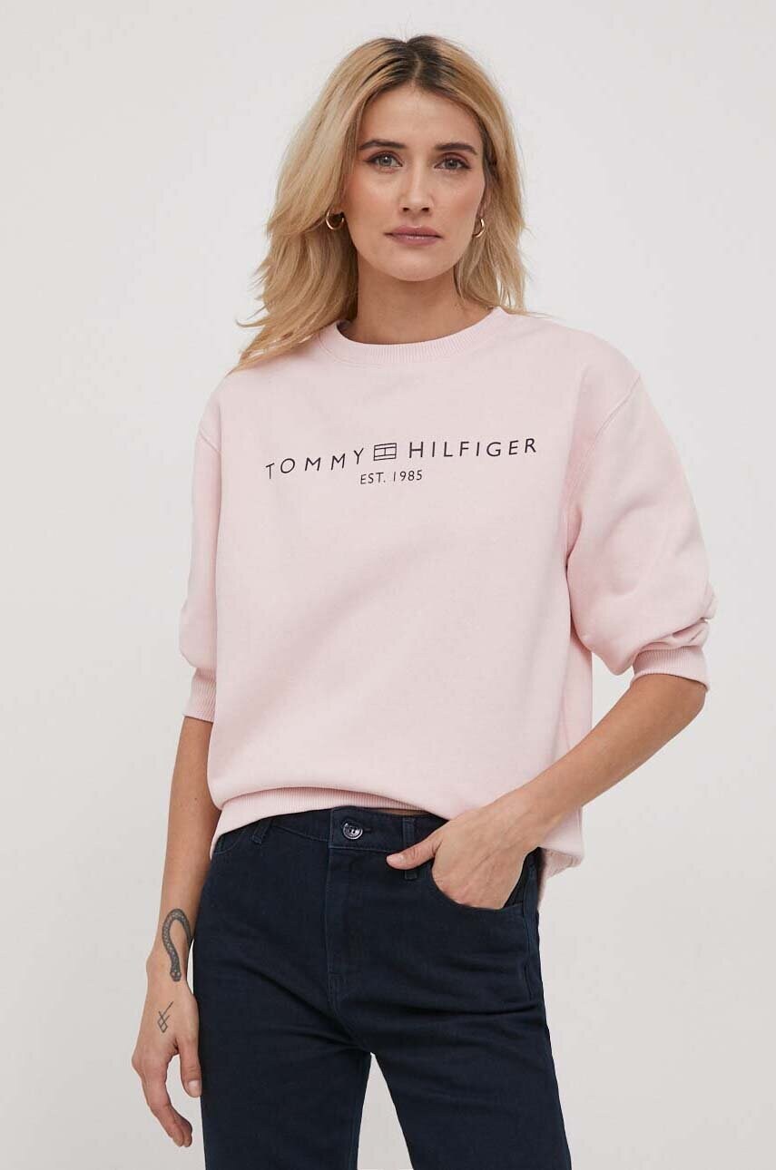 

Суичър Tommy Hilfiger в розово с принт, Розов