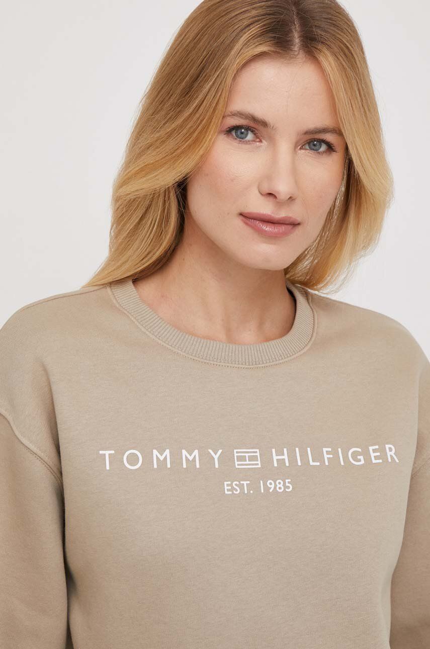 Mikina Tommy Hilfiger dámská, béžová barva, s potiskem