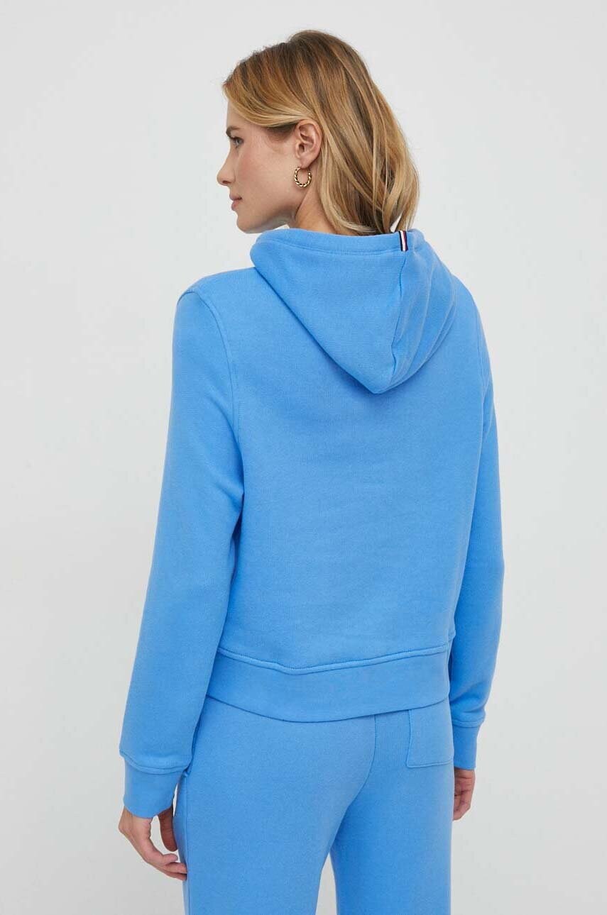 Mikina Tommy Hilfiger dámská, červená barva, s kapucí, hladká, WW0WW40274
