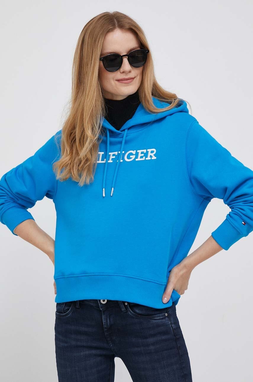 

Бавовняна кофта Tommy Hilfiger жіноча з капюшоном з аплікацією