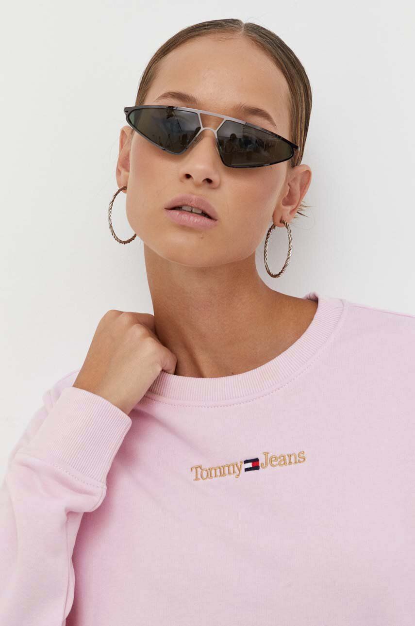 Tommy Jeans bluza damska kolor różowy z aplikacją