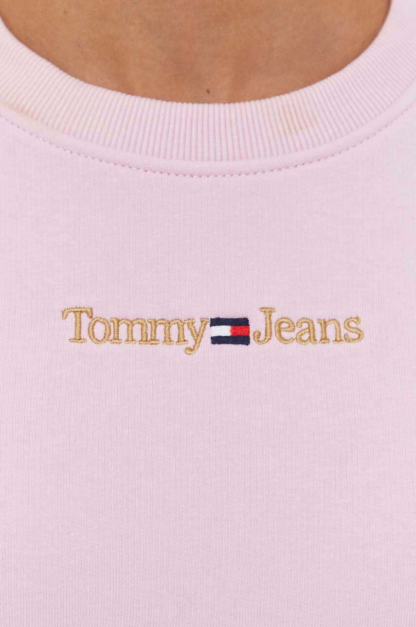 Tommy Jeans bluza damska kolor różowy z aplikacją