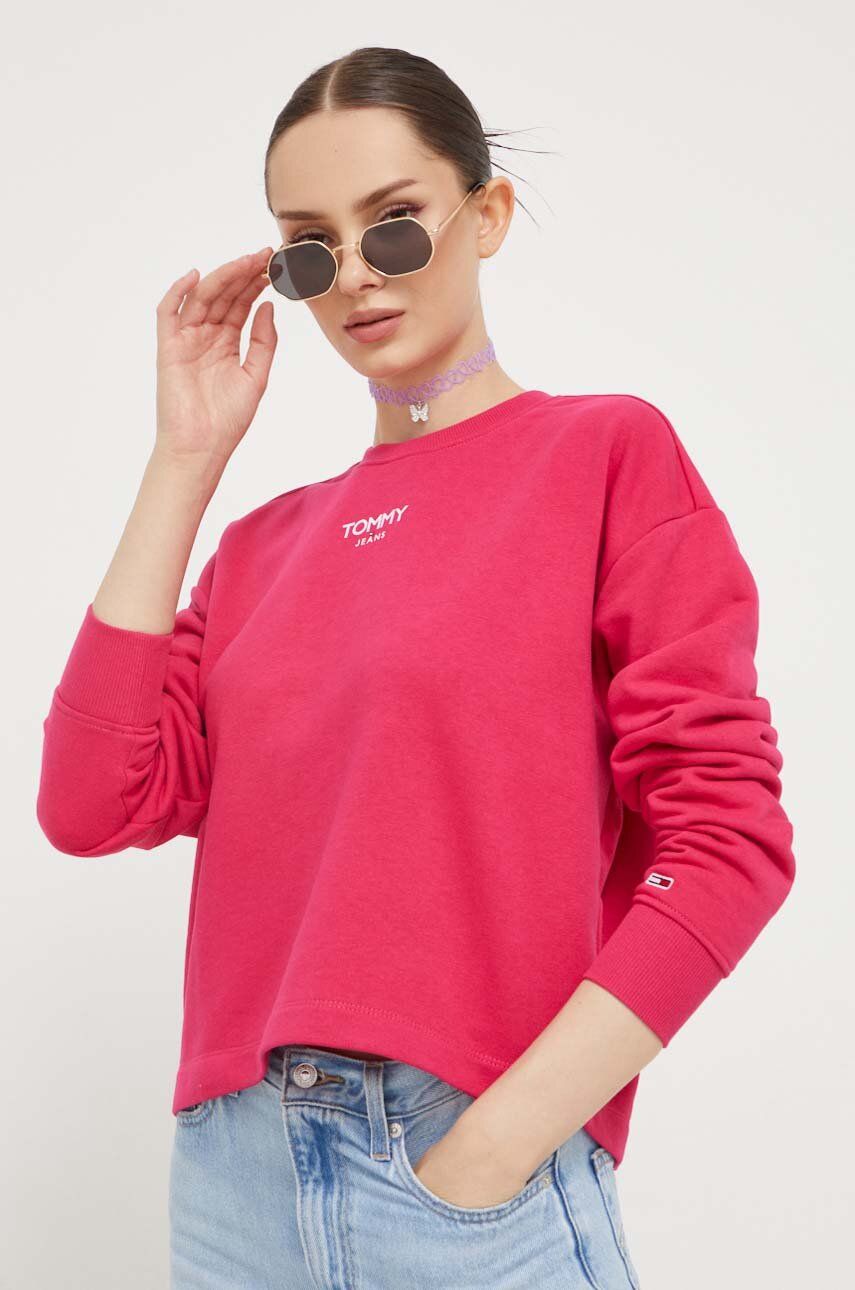 Tommy Jeans bluza femei, culoarea roz, cu imprimeu
