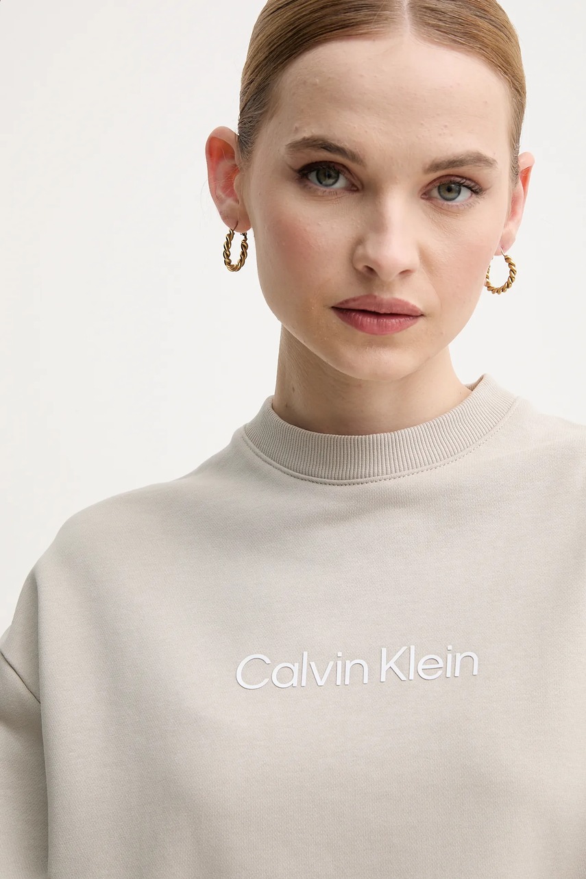 Βαμβακερή μπλούζα Calvin Klein γυναικεία, χρώμα: μπεζ, K20K205450 φωτογραφία