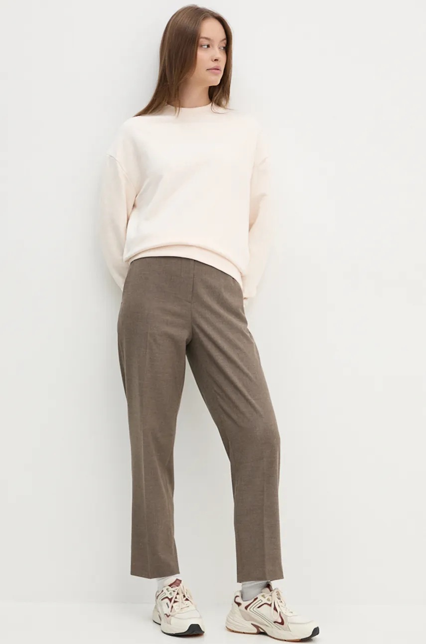 Хлопковая кофта Calvin Klein женская цвет бежевый с принтом