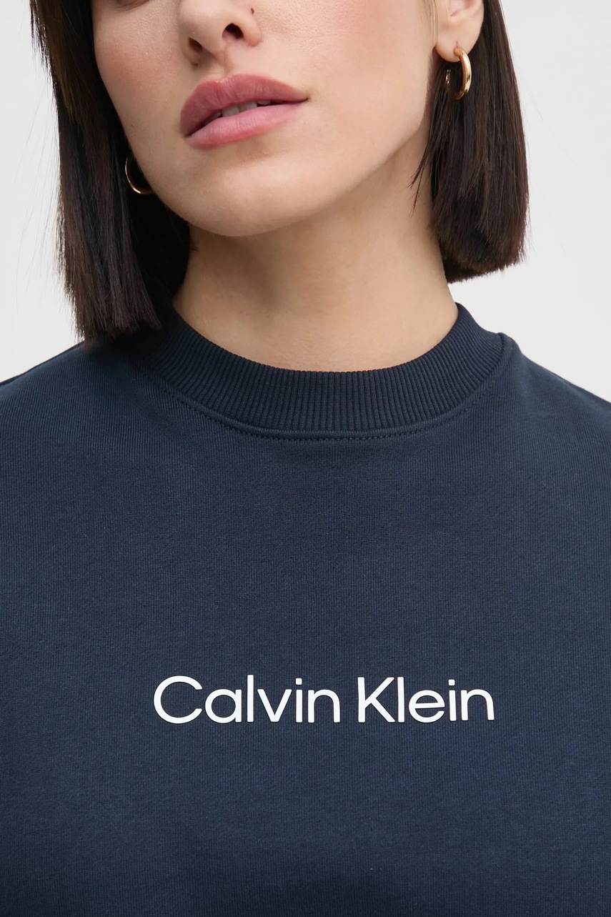 Βαμβακερή μπλούζα Calvin Klein γυναικεία, χρώμα: ναυτικό μπλε φωτογραφία