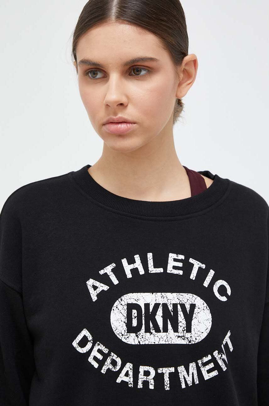 Dkny Bluza Femei, Culoarea Negru, Cu Imprimeu