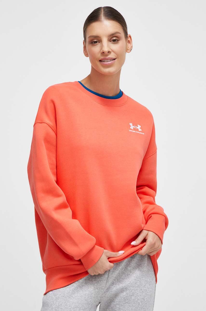 Under Armour bluza femei, culoarea portocaliu, cu imprimeu