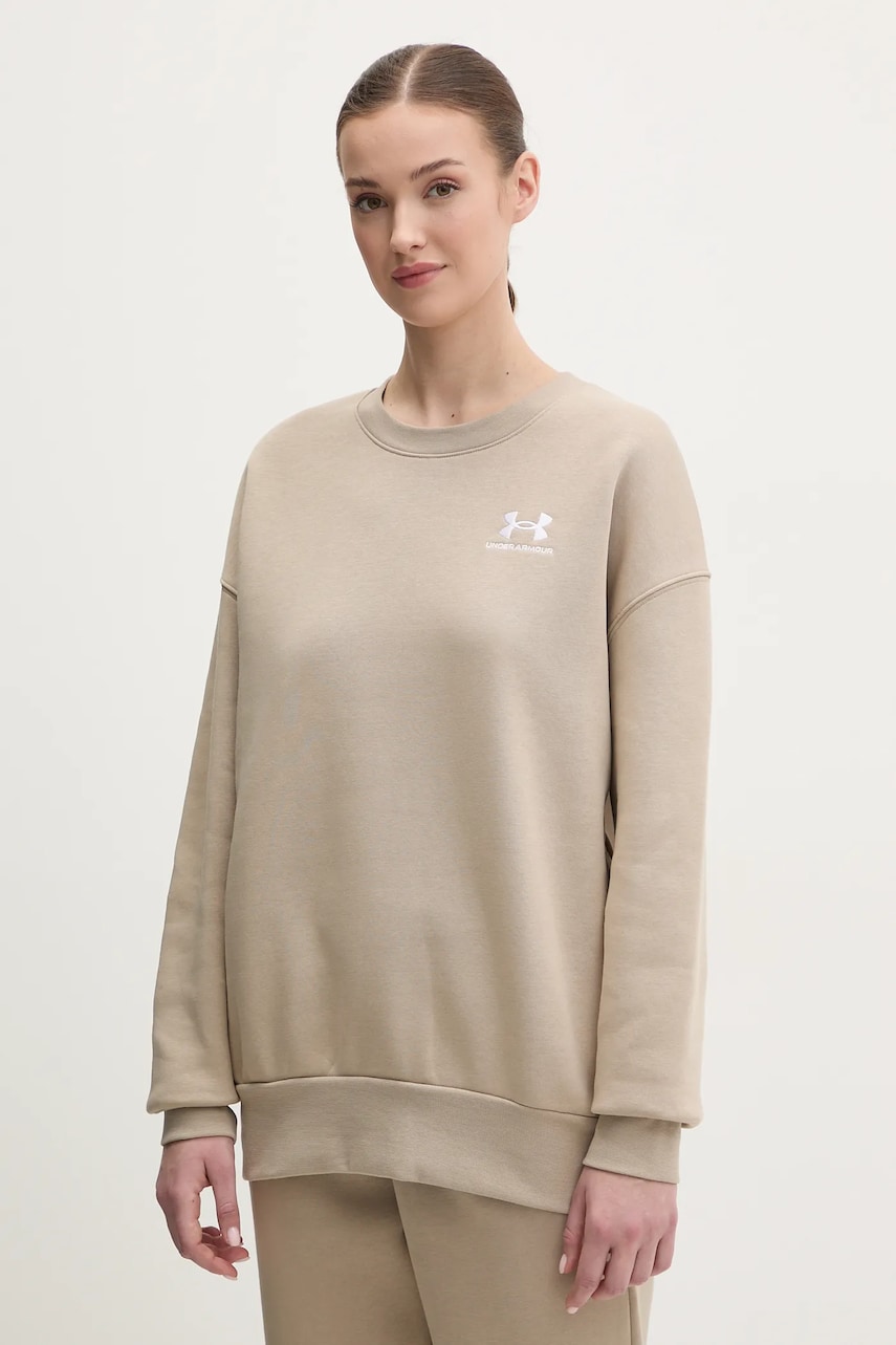 Under Armour bluza femei, culoarea bej, cu imprimeu