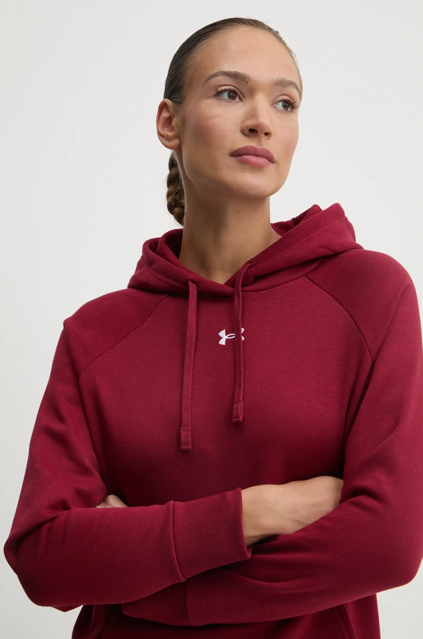 Dukserica Under Armour za žene, boja: bordo, s kapuljačom, bez uzorka