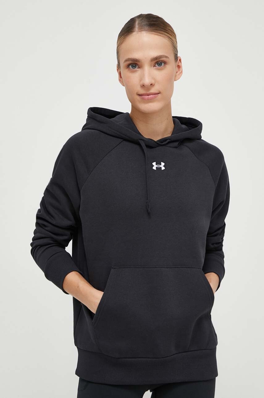 Under Armour Bluza Femei, Culoarea Negru, Cu Gluga, Neted