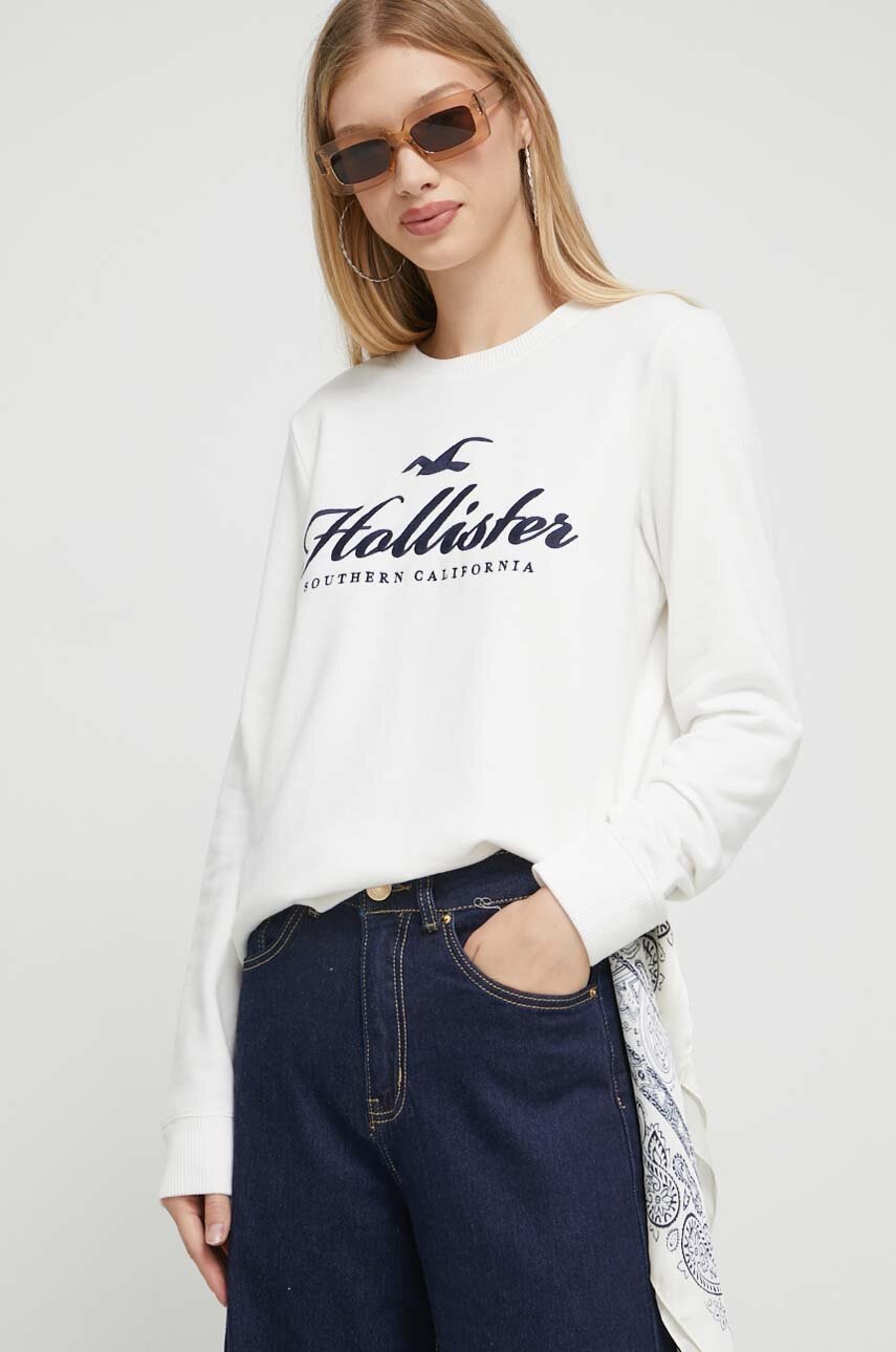 

Суичър Hollister Co. в бяло с апликация, Бял
