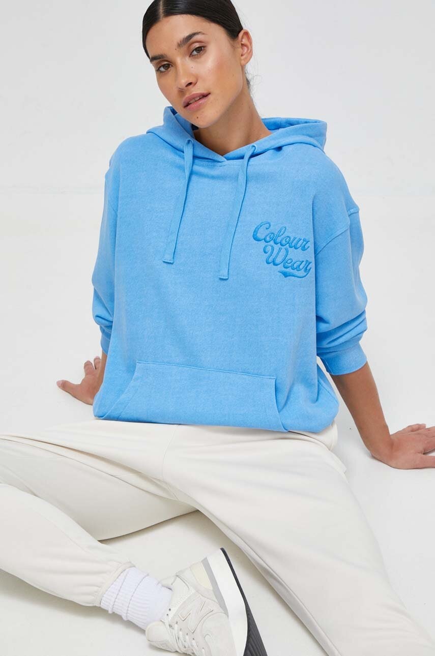 Colourwear hanorac de bumbac femei, cu glugă, neted