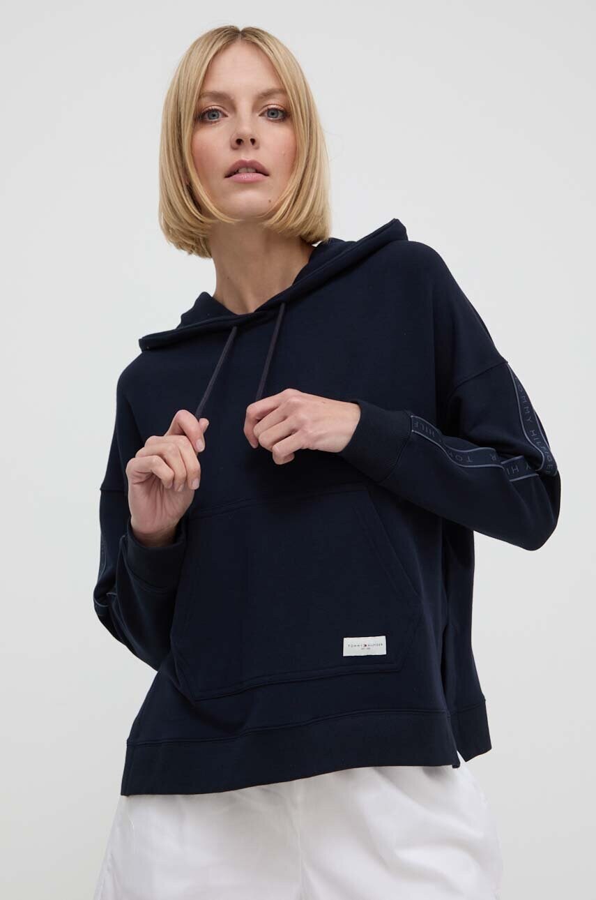 

Домашен суичър Tommy Hilfiger в тъмносиньо с качулка изчистен дизайн UW0UW04783, Тъмносин