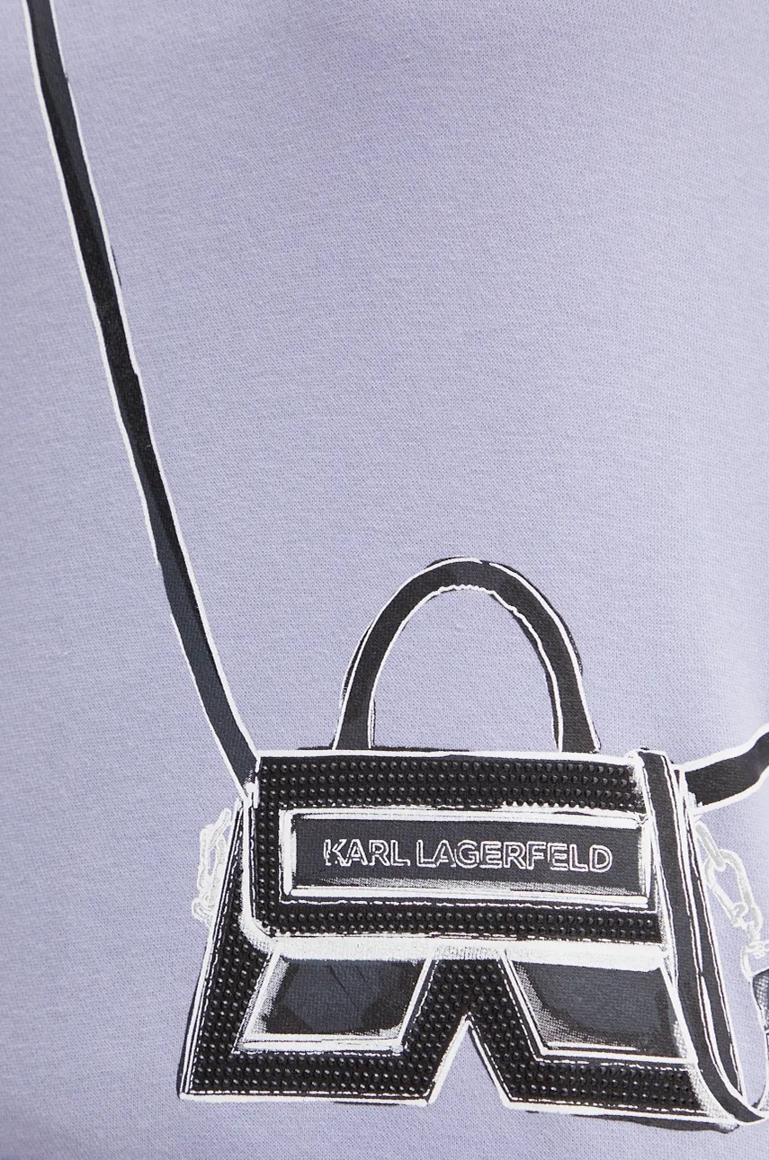 Кофта Karl Lagerfeld жіноча колір фіолетовий з капюшоном з принтом 