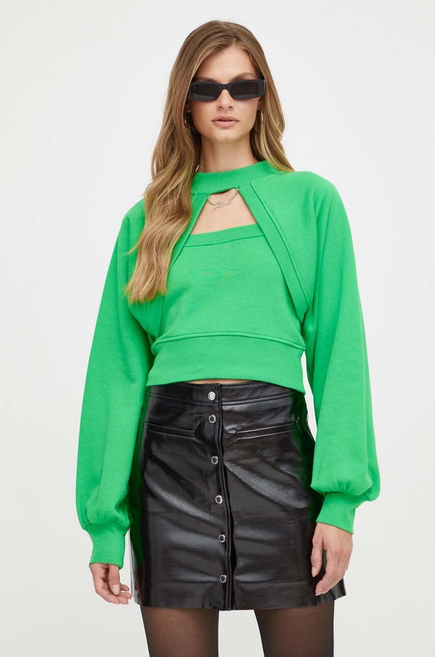 Karl Lagerfeld bluza femei, culoarea verde, neted