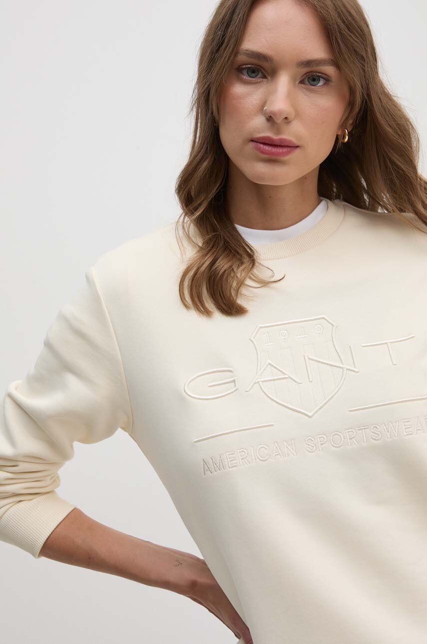 Кофта Gant жіноча колір бежевий з аплікацією 