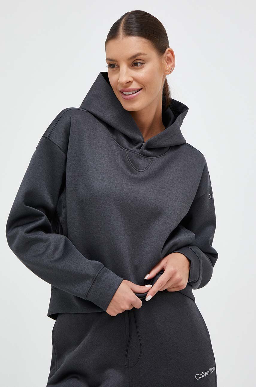 E-shop Tréninková mikina Calvin Klein Performance šedá barva, s kapucí