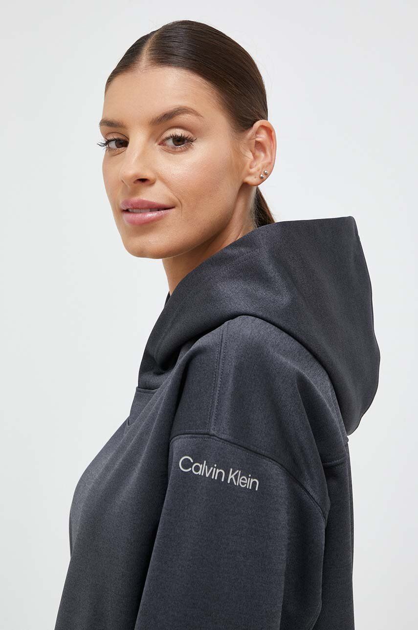 Pulover Za Vadbo Calvin Klein Performance Siva Barva, S Kapuco