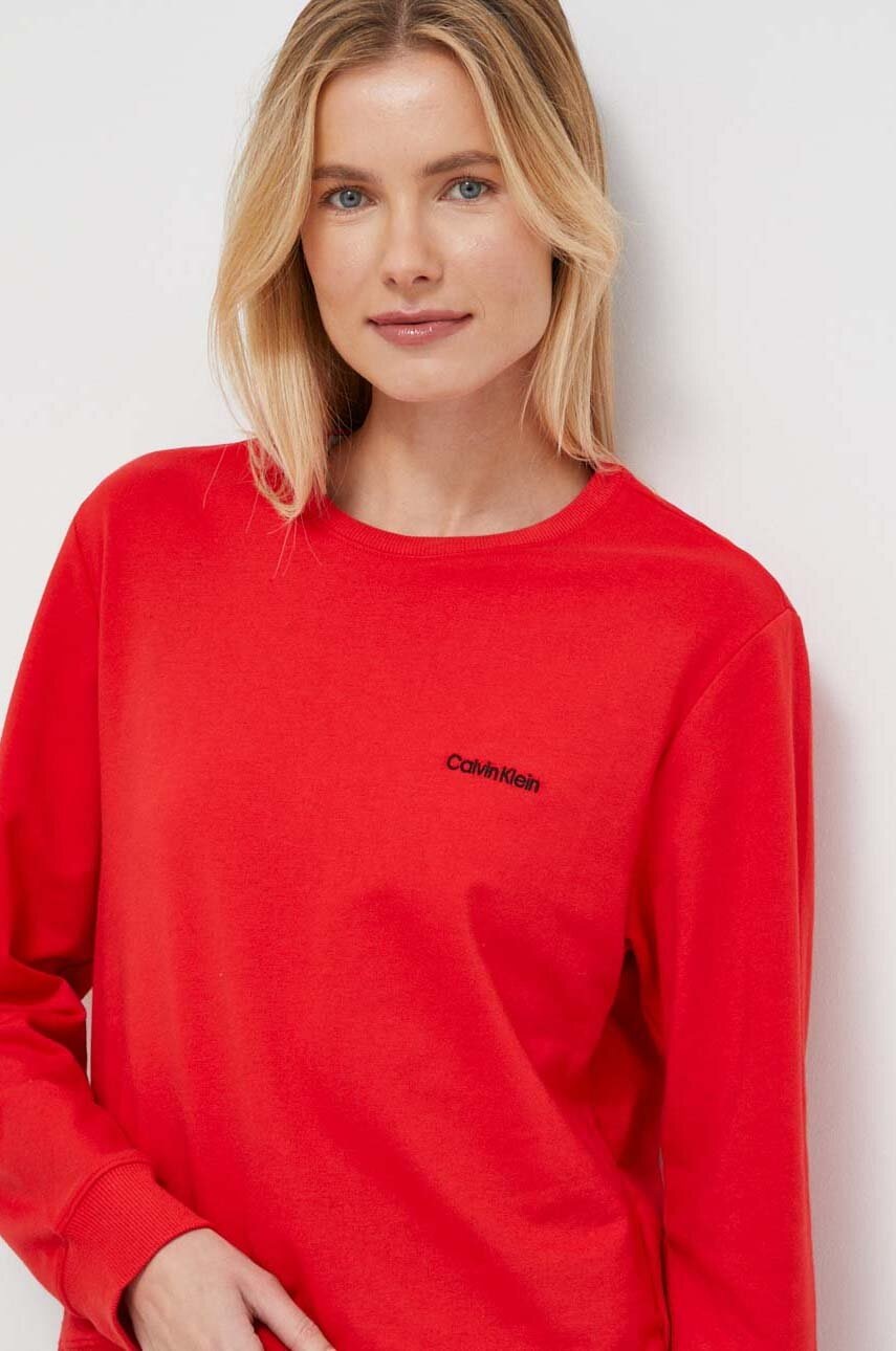 

Домашен суичър Calvin Klein Underwear в червено с изчистен дизайн, Червен