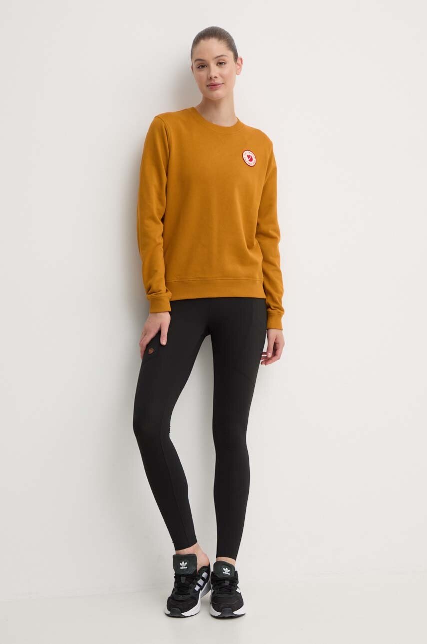 Βαμβακερή μπλούζα Fjallraven 1960 Logo γυναικεία, χρώμα: κίτρινο F30 φωτογραφία